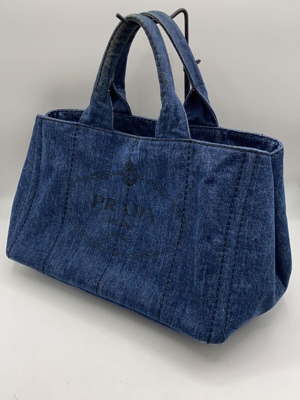 Prada Navy Blue Denim Bag Tote Blue